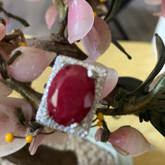 Vintage 925 natural Kashmir ruby white sapphire ring